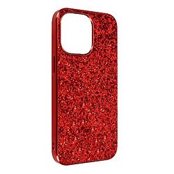 Avizar Coque iPhone 13 Pro Max Design Paillettes Rigide Finition Relief Rouge