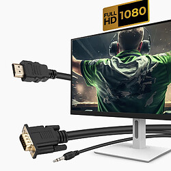 Acheter Avizar Câble HDMI vers VGA Mâle et Prise Jack 3.5mm Qualité Full HD Longueur 1.8m Noir