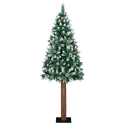 vidaXL Sapin de Noël mince bois véritable et neige blanche vert 180 cm