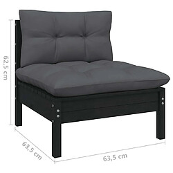 Maison Chic Salon de jardin 7 pcs + coussins - Mobilier/Meubles de jardin - Table et chaises d'extérieur Noir Bois de pin massif -MN70575 pas cher