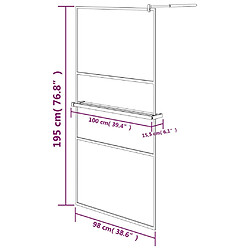 vidaXL Paroi de douche avec étagère Noir 100x195cm Verre ESG&Aluminium pas cher