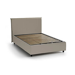 Avis Autrement Talamo Italia Lit Anna simple et demi avec conteneur, Made in Italy, en éco-cuir, 120x190 cm, avec ouverture frontale, Taupe, avec matelas inclus.