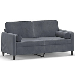 Maison Chic Canapé 2 places avec oreillers,Sofa de Salon,Canapé droit gris foncé 140 cm velours -GKD276151