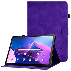 Etui en PU motif, anti-chute, motif veille/sommeil automatique avec support et porte-cartes pour votre Lenovo Tab M10 Plus (Gen 3) - violet