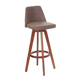 Decoshop26 Tabouret de bar chaise de comptoir en synthétique marron pivotant pieds en bois marron 04_0005274