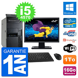 PC Tour Lenovo M93p Ecran 22" Intel i5-4570 RAM 16Go Disque 1To Windows 10 Wifi - Occasion