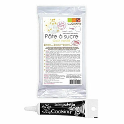 Scrapcooking Pâte à sucre blanche 250 g + Stylo de glaçage noir