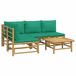 Avis Maison Chic Salon de jardin 5 pcs + coussins - Mobilier/Meubles de jardin - Table et chaises d'extérieur vert bambou -MN71631