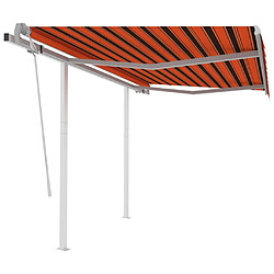 vidaXL Auvent manuel rétractable avec poteaux 3x2,5 m Orange et marron