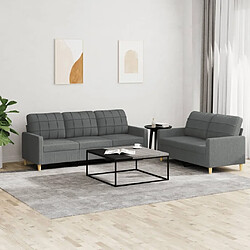 Maison Chic Ensemble de canapés 2 pcs avec coussins, Canapé droit Sofa pour Salon Gris foncé Tissu -GKD445484