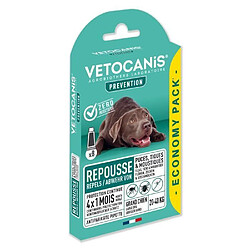 VETOCANIS Pipettes Anti Puces, Tiques, Moustiques, pour Chien 10-20 kg - x4