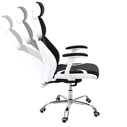 Mendler Chaise de bureau HWC-F12, chaise pivotante, tissu + similicuir ~ noir/blanc