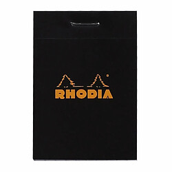 RHODIA 102009C - Bloc-Notes Agrafé N°10 Black - A8 - Petits Carreaux - 80 Feuilles Détachables - Papier Clairefontaine 80G - Couverture en Carte Enduite Souple, Résistante et Imperméable - Basics