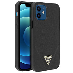 Guess Maroquinerie Coque iPhone 12 Mini Aspect Grainé Rigide Antichoc Guess Saffiano V Noir