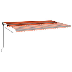 Acheter vidaXL Auvent manuel rétractable avec poteaux 6x3,5 m Orange et marron