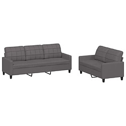 Maison Chic Ensemble de canapés 2 pcs avec coussins, Canapé droit Sofa pour Salon Gris Similicuir -GKD827269