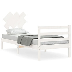 vidaXL Cadre de lit sans matelas blanc 90x200 cm bois massif