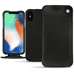 Housse cuir Apple iPhone Xs Max - Rabat vertical - Negre poudro ( Pantone #111212 ) - NOREVE