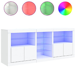 Maison Chic Commode Buffet - Meuble de rangement avec lumières LED blanc 181,5x37x67 cm -GKD50577 pas cher