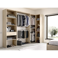 Pegane Kit armoire dressing d'angle en bois mélaminé coloris chêne naturel - Longueur 248 x Profondeur 79 x Hauteur 187 cm pas cher