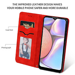 Wewoo Housse Coque Etui en cuir avec rabat horizontal magnétique pour Galaxy A10S Retro Skin Feel Business rouge