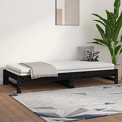 Avis vidaXL Lit coulissant sans matelas noir 2x(80x200)cm