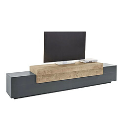 Avis Ahd Amazing Home Design Meuble TV design moderne 240cm gris et bois Corona Low Hound