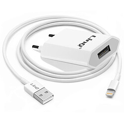 Chargeur Secteur USB + Câble USB vers iPhone Lightning, LinQ Blanc