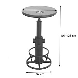 Avis Mendler Set table de bar + 2x tabourets de bar HWC-N17, chaise de bar table haute réglable en hauteur pivotante repose-pieds industrielle ~ bois naturel