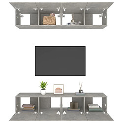 Maison Chic Meubles TV 4 pcs | Banc TV Moderne pour salon | Meuble de Rangement Gris béton 80x30x30 cm Bois d'ingénierie -MN95260 pas cher