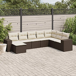 vidaXL Salon de jardin 8 pcs avec coussins marron résine tressée