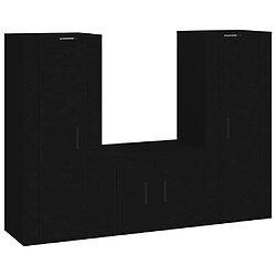 Maison Chic Ensemble de meubles TV 3 pcs pour salon - Noir Bois d'ingénierie -MN82860