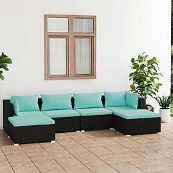 Maison Chic Salon de jardin 6 pcs + coussins - Mobilier/Meubles de jardin - Table et chaises d'extérieur Résine tressée Noir -MN92717