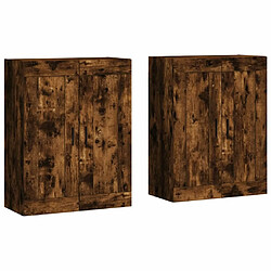 Maison Chic Lot de 2 Armoires murales,Meuble de Rangement,Armoire Suspendue chêne fumé bois d'ingénierie -MN77760