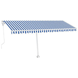 Maison Chic Auvent automatique | Store banne extérieur | Marquise capteur de vent LED 500x350 cm Bleu et blanc -MN13358