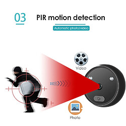 Acheter Universal Des yeux de chat intelligents de haute définition, des sonnettes électroniques, des caméras de surveillance visuelle de 2,4 pouces, des miroirs de porte antivol.(Le noir)