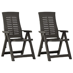 vidaXL Chaises inclinables de jardin lot de 2 Plastique Anthracite 