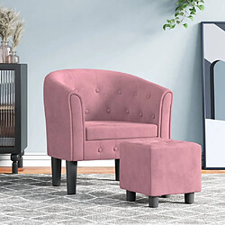 Maison Chic Fauteuil cabriolet et repose-pieds,Fauteuil luxe pour relax rose velours -MN18265