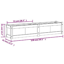 vidaXL Jardinière cire marron 150x31x31 cm bois de pin massif pas cher