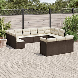 Maison Chic Salon de jardin avec coussins 13 pcs, Ensemble Tables et chaises de jardin, marron résine tressée -GKD426247