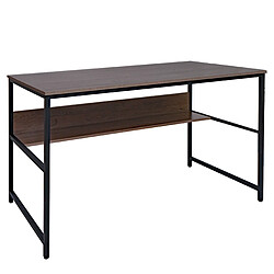 Decoshop26 Bureau table d'ordinateur espace de rangement sous le plateau de table 120x60 cm en MDF gris-marron et métal 04_0006061