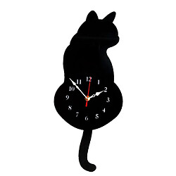 Avis Horloge murale de chat 3d mignonne queue remuante pour chat chambre décor à la maison chat noir