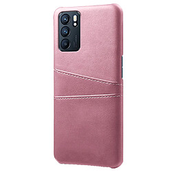 Coque en TPU + PU avec double porte-cartes or rose pour votre Oppo Reno6 5G