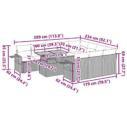 Acheter vidaXL Salon de jardin 11 pcs avec coussins beige résine tressée