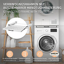 ML-Design Kit de Superposition Universel avec Séchoir à Linge, en Acier, 60,5x54,5 cm, Blanc, Cadre de Liaison pour Lave-linge/Sèche-linge, Cadre Intermédiaire Extensible, Colonne Amovible Sèche-linge