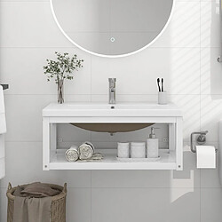 vidaXL Cadre de lavabo de salle de bain vasque à encastrer Blanc Fer