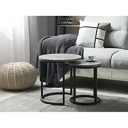 Beliani Lot de 2 tables appoint béton/noires DIXIE