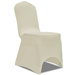 Decoshop26 Housse de chaise extensible 4 pcs crème DEC022359