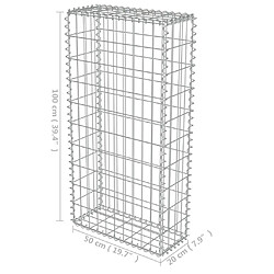 vidaXL Mur en gabion avec couvercles Acier galvanisé 50x20x100 cm pas cher