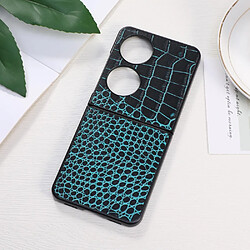 Coque en TPU + cuir véritable texture croco vert pour votre Huawei P50 Pocket